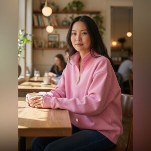 Zenana Fleece Half Zip Sweatshirt